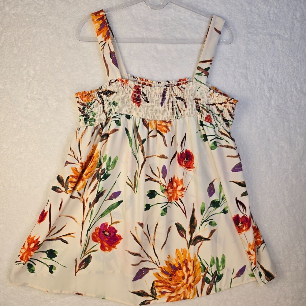 Gilli Smocked Floral Sun Women Plus 3X Tank Top‎ Sleeveless Tropical Bloomcore